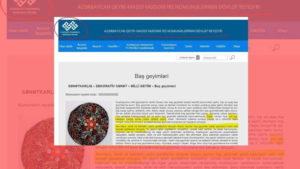 Yasakçı Aliyev yönetimi Azerbaycanlı kadınların geleneksel kıyafetlerinin anlatıldığı sayfayı kaldırdı