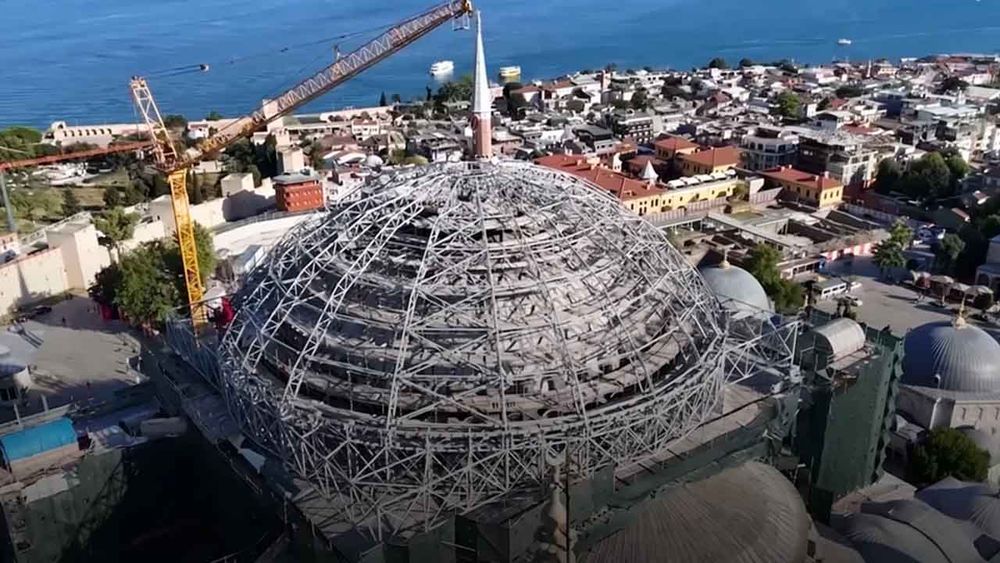 Ayasofya Camii'nin kubbesinde güçlendirme ve konservasyon çalışmaları