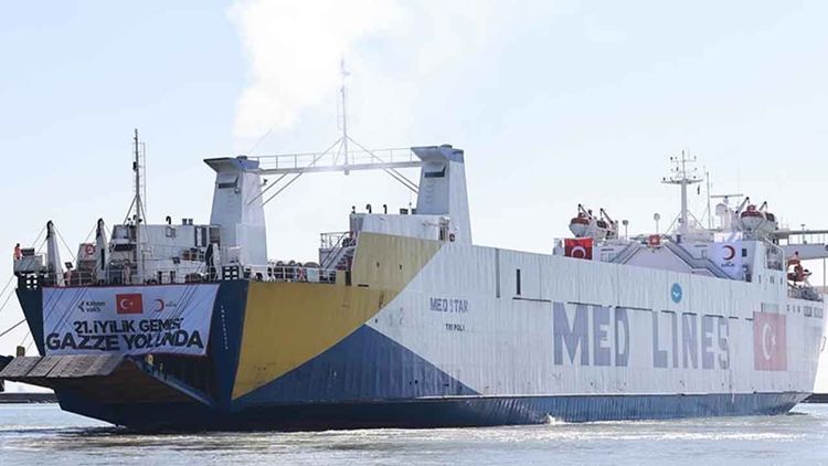 Kızılay’ın 21’inci İyilik Gemisi Gazze için Mersin’den yola çıktı