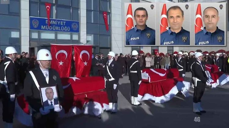 Yalova’da şehit olan 3 polis memuru için dualarla tören tertiplendi