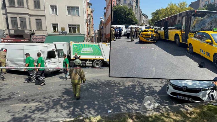 Beyoğlu’nda İETT faciası: Çöp kamyonu ve taksilere çarptı