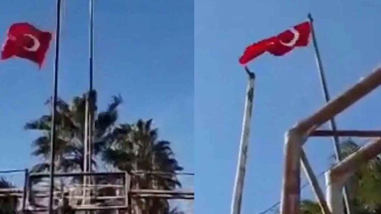 Terör örgütü YPG yandaşlarından Türk bayrağına saldırı! İletişim Başkanlığı'ndan açıklama: Açık bir provokasyondur