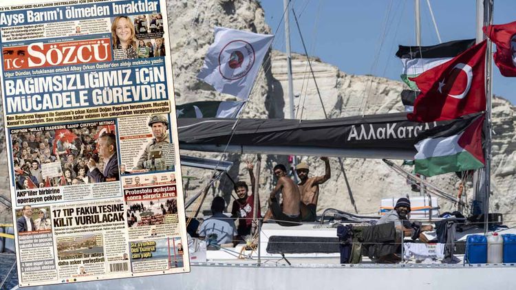 Sözcü gazetesi Küresel Sumud Filosu’na yapılan saldırı karşısında ölü taklidi yapıyor