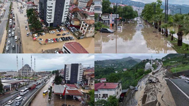 Trabzon’da caddeler ve sokaklar sel sebebiyle göle döndü: 1 kişi kayıp