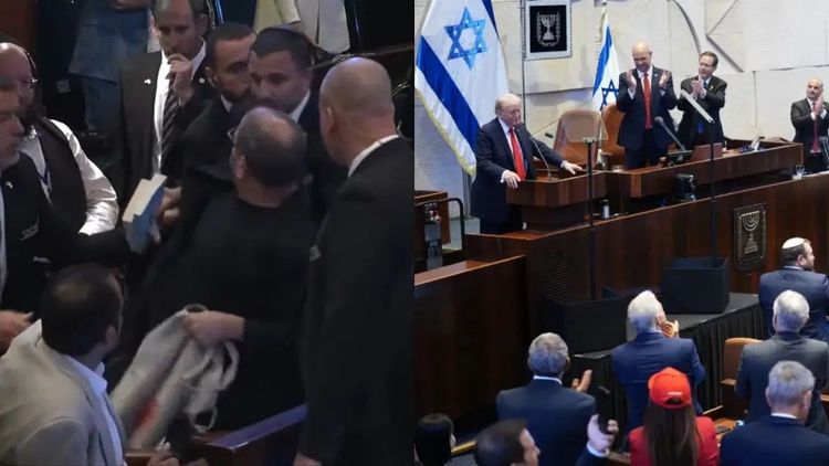 Trump'a İsrail meclisinde Filistin protestosu