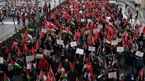 Ankara'da Gazze'ye destek yürüyüşü!