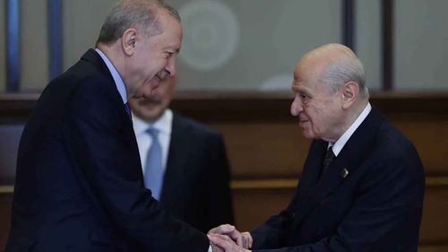 Başkan Erdoğan ile Devlet Bahçeli Cumhurbaşkanlığı Külliyesi'nde bir araya geldi