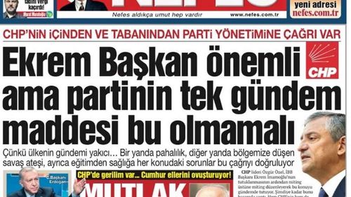 CHP'ye yakın Nefes gazetesi manşetten isyan etti: Partinin tek gündem maddesi İmamoğlu olmamalı