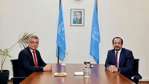 KKTC lideri Erhürman ile Hristodulidis ‘ara bölge’de bir araya geldi