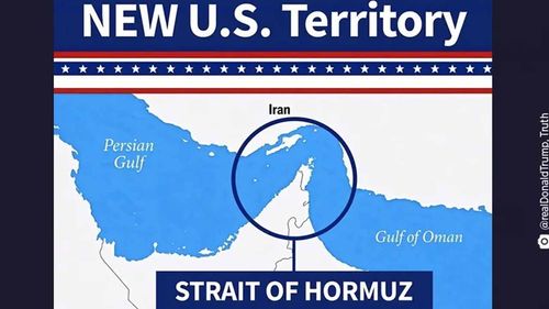 Trump’tan Hürmüz Boğazı’nı ABD toprağı gösteren harita